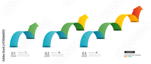 Infographics arrow symbol timeline business steps to success.
