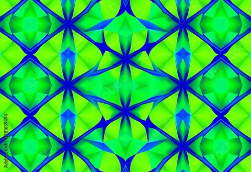 Abstract blue-green geometric shapes form a vibrant, repeating background pattern,  blue,  digital