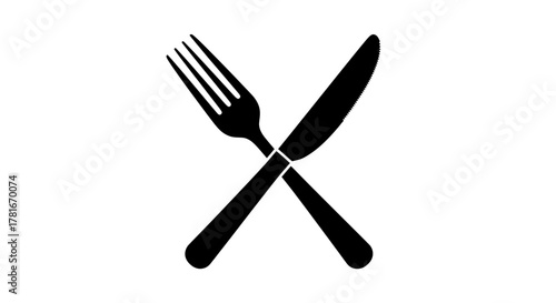 A crossed fork and knife vector, fork and knife