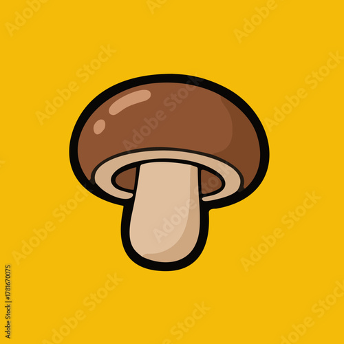 vector illustration of mushrooms 2d drawing on yellow background