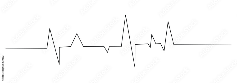 Fototapeta premium stethoscope integrated into ECG heartbeat line illustration, symbolizing heart checkup, diagnostics and cardiology in minimalist vector style