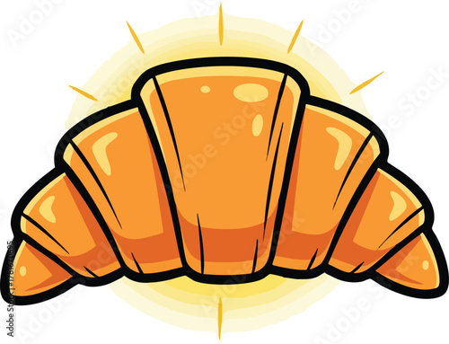 Golden Croissant Pastry with Radiant Sunlight Halo and Luminous Glow
