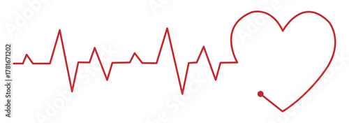 Heartbeat line icon with transparent background, depicting an electrocardiogram waveform, pulse rhythm, and medical vital signs for health monitoring, vector illustration 