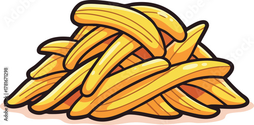 Pile Of French Fries In A Stylized Pixel Art Illustration Isolated On White Background