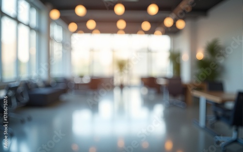 Wallpaper Mural Blurred empty open space office. Abstract light bokeh at office interior background for design. High quality Torontodigital.ca