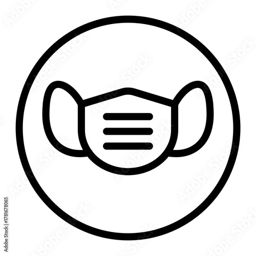 Face Mask Vector Line Icon Design