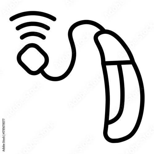 Hearing Aid Vector Line Icon Design