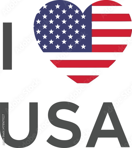 Love usa heart symbol with american flag and text illustration graphic design concept vector