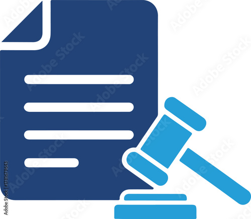 Law and justice document with gavel, vector illustration