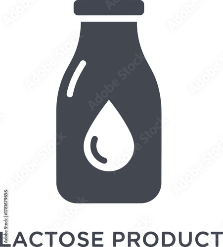 Icon of lactose product bottle with milk drop symbol simple vector graphic dairy vector