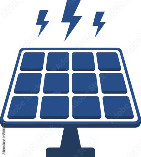 Solar panel icon generating electricity
