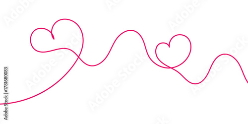 Minimal continuous one line love drawing, vector png