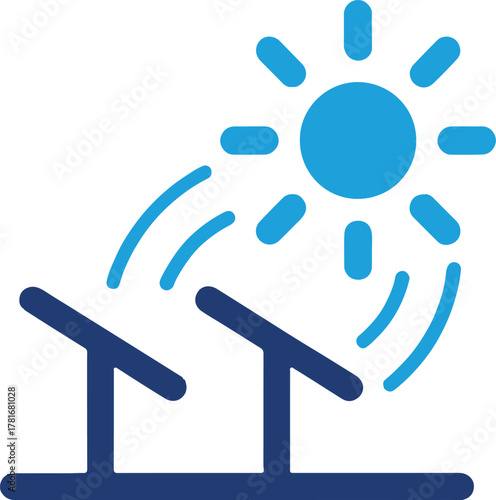 Solar panel icon absorbing sun energy