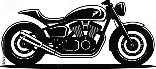 Classic cruiser motorcycle chopper silhouette design for custom rides