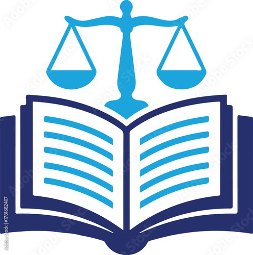Law book with scales of justice for legal concept