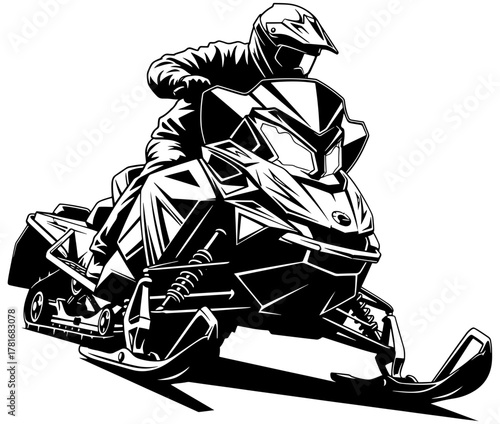 Snowmobile rider in helmet