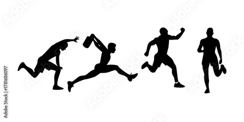 Silhouette of man running and jumping