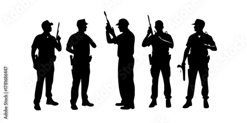 Silhouette of police officers with guns