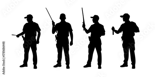 Silhouette of police officer with baton