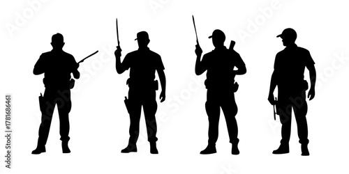 Silhouette of police officer with baton