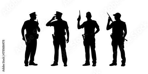 Silhouettes of police officers holding guns