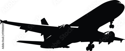 Illustrator airplane landing gear deployed commercial aviation Silhouette vector