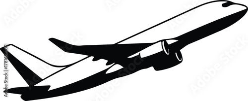 Illustrator airplane silhouette vector showing aircraft taking off