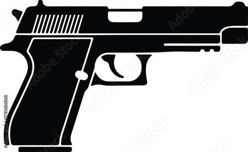 Photos Illustrator Automatic pistol black weapon handgun sidearm security Silhouette ve