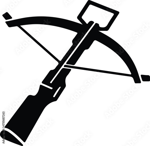 Illustrator Crossbow hunting weapon equipment for arrows Silhouette vector