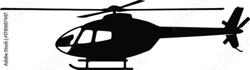 Illustrator Helicopter single rotor silhouette for aviation and transportation vector