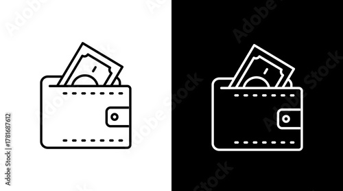 Wallet  White Icon Set Design	