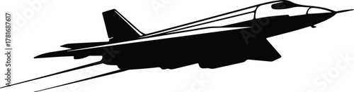 Illustrator Modern fighter jet military airplane isolated flying Silhouette vector