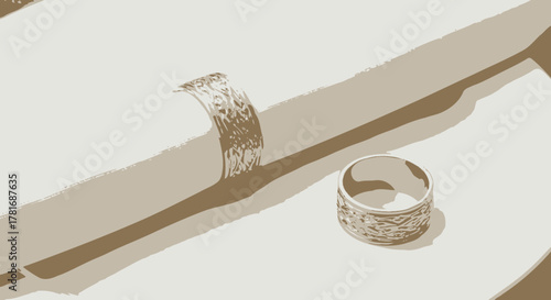 Vintage Gold Wedding Rings Close-Up Showing Exquisite Design Details on Table