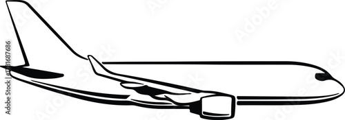 Illustrator Passenger airplane side view flying travel Silhouette vector