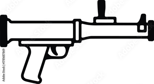 Illustrator Rocket launcher simple outline black and white Silhouette vector