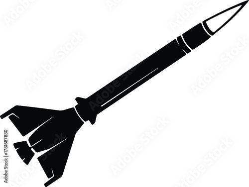 Illustrator Rocket missile weapon icon simple black vector Silhouette vector