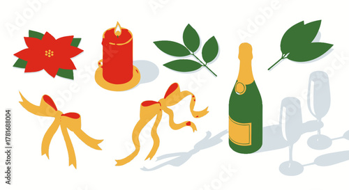 Celebration Festive Elements for Holidays and Gatherings Isometric Illustration