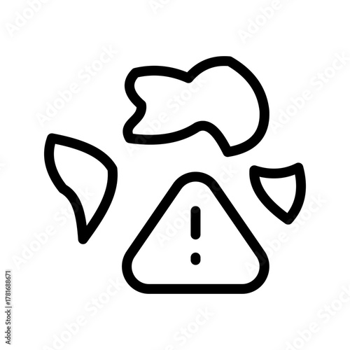 Broken Global Network icon set featuring disrupted connectivity, network failure, internet issues, and worldwide communication problems in a clean modern line style