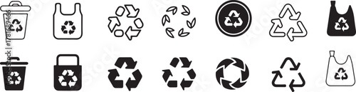 Recycle Icon Set | Ecology, Eco Friendly and Environmental Symbols | Vector Illustration