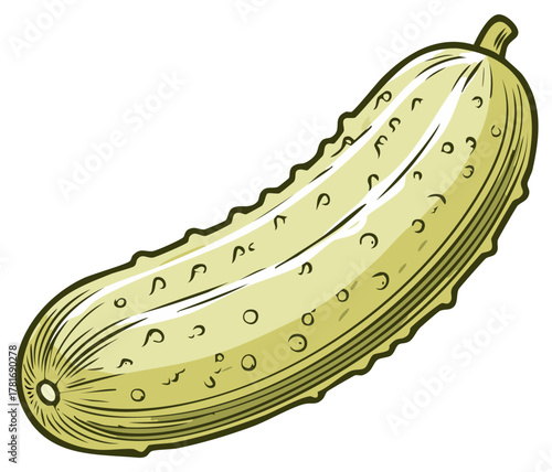 Stylized Green Pickle Vegetable Illustration Healthy Food Element