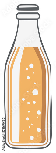 Refreshing Pale Beverage Poured in Sealed Glass Bottle Illustration