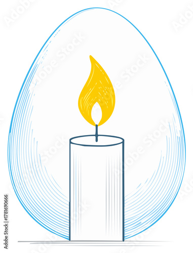 Candlelight in an Easter Egg Symbolizing New Life and Hope, Religious Symbol