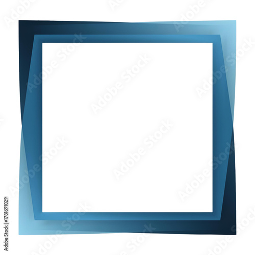 Creative vector illustration of a modern blue square border with a layered, slightly rotated design for text or photos