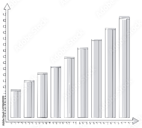 Hand-drawn bar chart showing a growing trend, depicting business growth or upward progression with a minimalistic design.