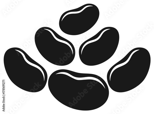 Stylized black beans icon vector graphic illustration A pile of legumes for healthy food design