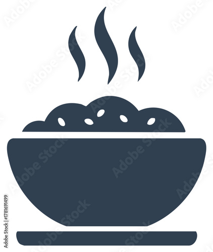 Steaming bowl of food with visible steam rising upwards symbolizing warmth and nourishment