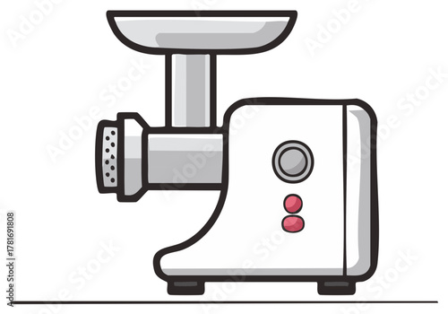 White Electric Meat Grinder with Silver Hopper and Grinding Plate