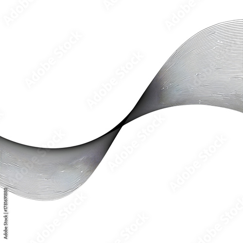 Abstract flowing line graphic representing a smooth, dynamic curve against a clean white background, ideal for modern design and digital art