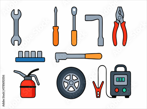 Vector illustration of various mechanic tools, perfect for repair and automotive design projects