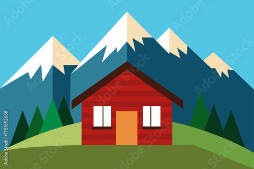 Mountain Hut Wood Wall Background
